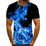 2020 new flame men's T-shirt summer fashion short-sleeved 3D round neck tops smoke element shirt trendy men's T-shirt - Boom Boom London