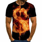 2020 new flame men's T-shirt summer fashion short-sleeved 3D round neck tops smoke element shirt trendy men's T-shirt - Boom Boom London