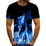 2020 new flame men's T-shirt summer fashion short-sleeved 3D round neck tops smoke element shirt trendy men's T-shirt - Boom Boom London