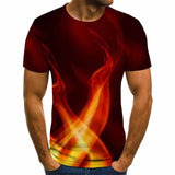 2020 new flame men's T-shirt summer fashion short-sleeved 3D round neck tops smoke element shirt trendy men's T-shirt - Boom Boom London