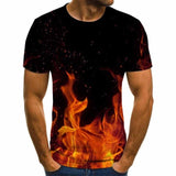 2020 new flame men's T-shirt summer fashion short-sleeved 3D round neck tops smoke element shirt trendy men's T-shirt - Boom Boom London