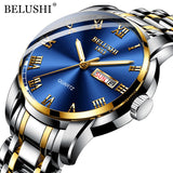 BELUSHI Top Brand Luxury Mens Watches Luminous Waterproof Stainless Steel Watch Quartz Men Date Calendar Business Wristwatch - Boom Boom London