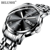 BELUSHI Top Brand Luxury Mens Watches Luminous Waterproof Stainless Steel Watch Quartz Men Date Calendar Business Wristwatch - Boom Boom London