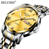 BELUSHI Top Brand Luxury Mens Watches Luminous Waterproof Stainless Steel Watch Quartz Men Date Calendar Business Wristwatch - Boom Boom London