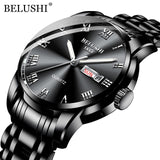 BELUSHI Top Brand Luxury Mens Watches Luminous Waterproof Stainless Steel Watch Quartz Men Date Calendar Business Wristwatch - Boom Boom London