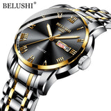 BELUSHI Top Brand Luxury Mens Watches Luminous Waterproof Stainless Steel Watch Quartz Men Date Calendar Business Wristwatch - Boom Boom London