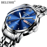 BELUSHI Top Brand Luxury Mens Watches Luminous Waterproof Stainless Steel Watch Quartz Men Date Calendar Business Wristwatch - Boom Boom London