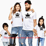 Couple Summer Funny Couple Women T-Shirts KING QUEEN Letter Printed T-shirts Couples Lovers Cotton short sleeve O Neck Tops - Boom Boom London