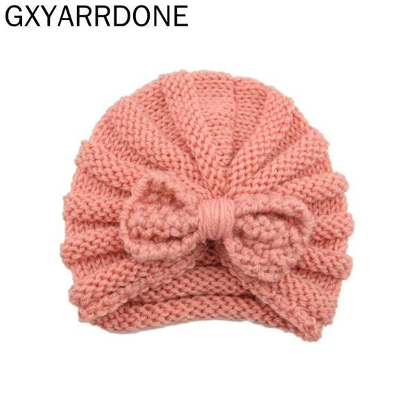 Knitted Baby Winter Hat 12 Colors Baby Bows Beanie Turban Hats Kids Cap Newborn Bowknot Hat For Girls Toddler Accessories - Boom Boom London