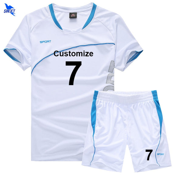 Mens Boys Football Jersey Suit team sport training soccer jersey set kids custom name number logo breathable short sleeve kits - Boom Boom London