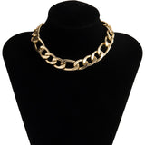 Punk Miami Cuban Choker Necklace Collar Statement Hip Hop Big Chunky Aluminum Gold Color Thick Chain Necklace Women Jewelry - Boom Boom London