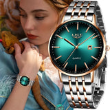 LIGE Luxury Ladies Watch Women Waterproof Rose Gold Steel Strap Women Wrist Watches Top Brand Bracelet Clocks Relogio Feminino - Boom Boom London