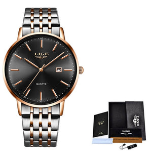 LIGE Luxury Ladies Watch Women Waterproof Rose Gold Steel Strap Women Wrist Watches Top Brand Bracelet Clocks Relogio Feminino - Boom Boom London