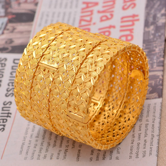 24K Ethiopian (4pcs/Lot) Dubai Trendy Bangles for Women,Arab African Gold Color Bracelet Jewelry Middle East Wedding Gifts - Boom Boom London