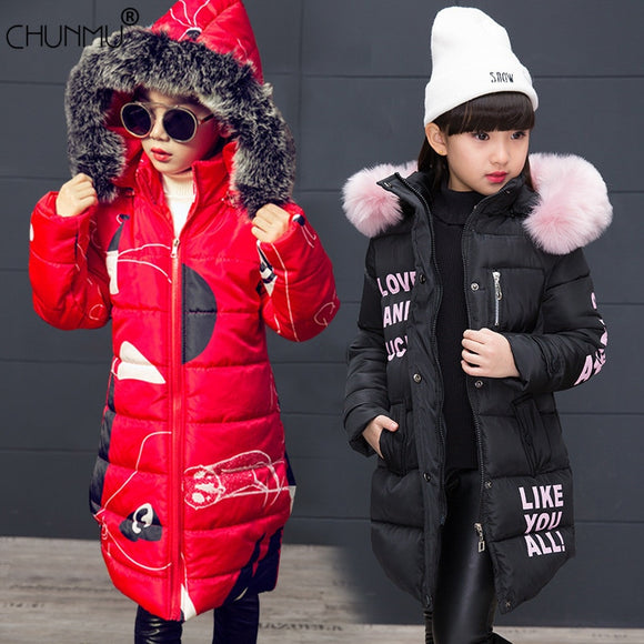 New Girls Warm Winter Coat Artificial Fur Fashion Kids Hooded Jacket Coat for Girl Outerwear Girls Clothes 3-12 Years - Boom Boom London