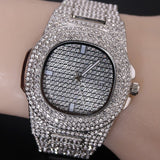 Necklace+Watch+Bracelet Hip Hop Miami Curb Cuban Chain Gold Silver Color Iced Out Rhinestones CZ Bling Rapper Jewelry For Men - Boom Boom London