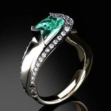 Female Luxury Curved Water Drop Zircon Ring Classic Wild Women's Jewelry Exquisite Rhinestone Wedding Engagement Fashion Ring - Boom Boom London