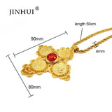 Dubai New Fashion jewelry Gold Color chain length 50cm Pendant custom Necklace Women/Men 1913 Head portrait Coin blue red stone - Boom Boom London