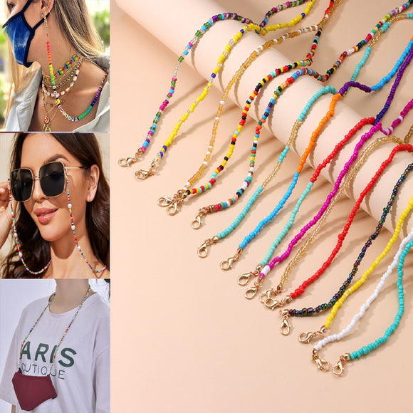 New Adjustable Bead Mask Chain Necklace For Women Colorful Glass Bead Glasses Neck Chain Accessories Necklace Srap Gift - Boom Boom London