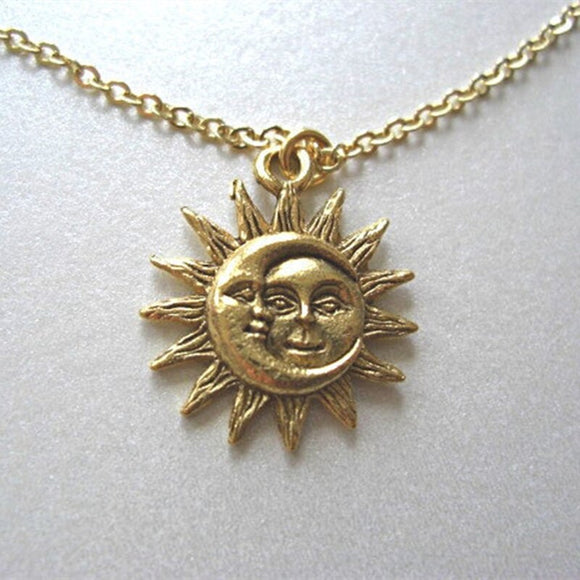 Dainty Gold Silver Color Sun and Moon Necklace Charm Pendant Necklaces for Women Famale Wedding Jewelry Gift for her - Boom Boom London