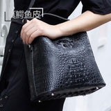 ourui true crocodile leather female bag One shoulder aslant Bucket bag Electric blue women bag women handbag - Boom Boom London