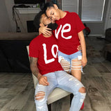 Couple T-shirt Summer Couple LOVE Printed Clothes Couple Tshirt Christmas Casual Cotton Short Sleeve Tees Brand Loose Couple Top - Boom Boom London