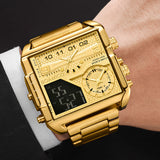 BOAMIGO 2021 New Top Brand Luxury Fashion Men Watches Gold Stainless Steel Sport Square Digital Analog Big Quartz Watch for Men - Boom Boom London