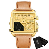 BOAMIGO 2021 New Top Brand Luxury Fashion Men Watches Gold Stainless Steel Sport Square Digital Analog Big Quartz Watch for Men - Boom Boom London