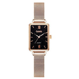 Gaiety Brand Women Watches Fashion Square Ladies Quartz Watch Bracelet Set Green Dial Simple Rose Gold Mesh Luxury Women Watches - Boom Boom London