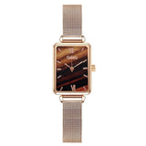 Gaiety Brand Women Watches Fashion Square Ladies Quartz Watch Bracelet Set Green Dial Simple Rose Gold Mesh Luxury Women Watches - Boom Boom London