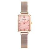 Gaiety Brand Women Watches Fashion Square Ladies Quartz Watch Bracelet Set Green Dial Simple Rose Gold Mesh Luxury Women Watches - Boom Boom London