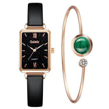 Gaiety Brand Women Watches Fashion Square Ladies Quartz Watch Bracelet Set Green Dial Simple Rose Gold Mesh Luxury Women Watches - Boom Boom London