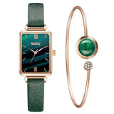 Gaiety Brand Women Watches Fashion Square Ladies Quartz Watch Bracelet Set Green Dial Simple Rose Gold Mesh Luxury Women Watches - Boom Boom London