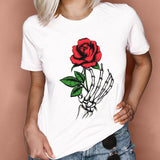 Women Graphic 2021 Flower Elegant Fashion Sweet Love Valentine Lady Clothes Tops Tees Print Female Tshirt T-Shirt - Boom Boom London