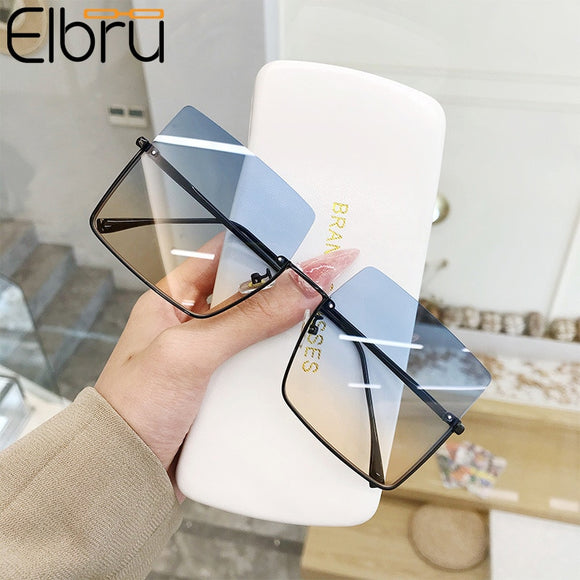 Elbru New Fashion Lady Oversize Half Frame Metal Square Sunglasses Women Luxury Eyewear oculos de sol feminino Sun Glasses - Boom Boom London