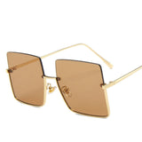 Elbru New Fashion Lady Oversize Half Frame Metal Square Sunglasses Women Luxury Eyewear oculos de sol feminino Sun Glasses - Boom Boom London