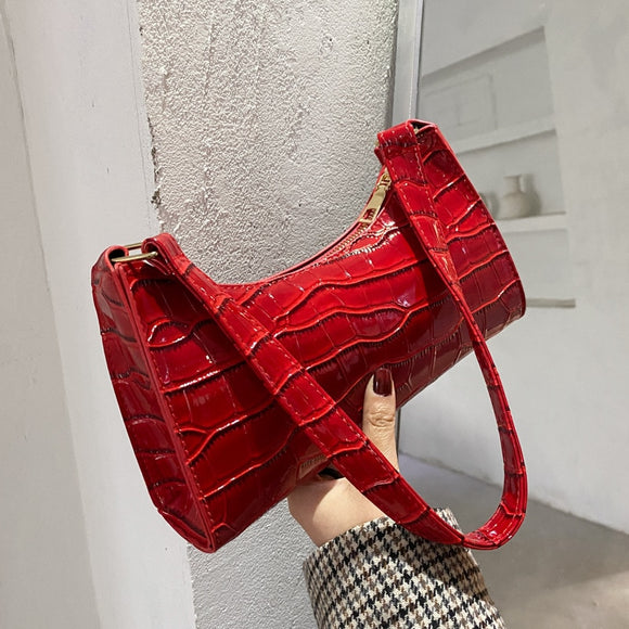 DEAL OF THE DAY: 2021 New Shopping Bag Retro Casual Lady Underarm Handbag Stone Pattern Shoulder Bag Female Leather Solid Color Chain Female Bag - Boom Boom London