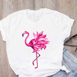 DEAL OF THE DAY:WOMEN Graphic Cartoon Flamingo Flower Floral Beach Summer T-Shirt Shirt Tops Lady Clothes Womens Clothing Tee Female T Shirt - Boom Boom London