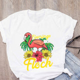 DEAL OF THE DAY:WOMEN Graphic Cartoon Flamingo Flower Floral Beach Summer T-Shirt Shirt Tops Lady Clothes Womens Clothing Tee Female T Shirt - Boom Boom London