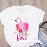 DEAL OF THE DAY:WOMEN Graphic Cartoon Flamingo Flower Floral Beach Summer T-Shirt Shirt Tops Lady Clothes Womens Clothing Tee Female T Shirt - Boom Boom London