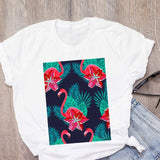 DEAL OF THE DAY:WOMEN Graphic Cartoon Flamingo Flower Floral Beach Summer T-Shirt Shirt Tops Lady Clothes Womens Clothing Tee Female T Shirt - Boom Boom London