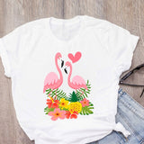 DEAL OF THE DAY:WOMEN Graphic Cartoon Flamingo Flower Floral Beach Summer T-Shirt Shirt Tops Lady Clothes Womens Clothing Tee Female T Shirt - Boom Boom London