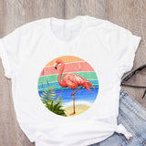 DEAL OF THE DAY:WOMEN Graphic Cartoon Flamingo Flower Floral Beach Summer T-Shirt Shirt Tops Lady Clothes Womens Clothing Tee Female T Shirt - Boom Boom London