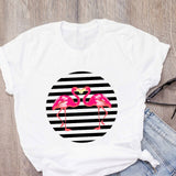 DEAL OF THE DAY:WOMEN Graphic Cartoon Flamingo Flower Floral Beach Summer T-Shirt Shirt Tops Lady Clothes Womens Clothing Tee Female T Shirt - Boom Boom London