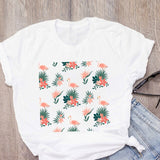 DEAL OF THE DAY:WOMEN Graphic Cartoon Flamingo Flower Floral Beach Summer T-Shirt Shirt Tops Lady Clothes Womens Clothing Tee Female T Shirt - Boom Boom London