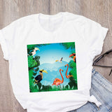 DEAL OF THE DAY:WOMEN Graphic Cartoon Flamingo Flower Floral Beach Summer T-Shirt Shirt Tops Lady Clothes Womens Clothing Tee Female T Shirt - Boom Boom London