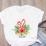 DEAL OF THE DAY:WOMEN Graphic Cartoon Flamingo Flower Floral Beach Summer T-Shirt Shirt Tops Lady Clothes Womens Clothing Tee Female T Shirt - Boom Boom London