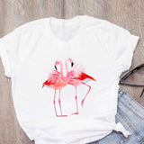 DEAL OF THE DAY:WOMEN Graphic Cartoon Flamingo Flower Floral Beach Summer T-Shirt Shirt Tops Lady Clothes Womens Clothing Tee Female T Shirt - Boom Boom London