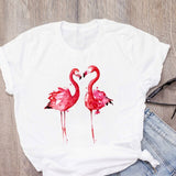 DEAL OF THE DAY:WOMEN Graphic Cartoon Flamingo Flower Floral Beach Summer T-Shirt Shirt Tops Lady Clothes Womens Clothing Tee Female T Shirt - Boom Boom London