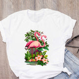 DEAL OF THE DAY:WOMEN Graphic Cartoon Flamingo Flower Floral Beach Summer T-Shirt Shirt Tops Lady Clothes Womens Clothing Tee Female T Shirt - Boom Boom London